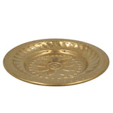 Handcrafted Brass Pooja Thali, Peetal Aarti Plate, Traditional Hindu Puja Thambalam, Pittal Pooja Plate for Daily Worship & Temple Rituals, Gold, 0.5 Inch, 1 Piece