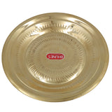 Brass Pooja Thali, Handcrafted Pure Peetal Aarti Plate, Traditional Pittal Pooja Plate for Temple, Puja, and Worship Rituals, Gold, 1.5 Inch, 1 Piece