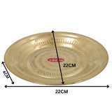 Brass Pooja Thali, Handcrafted Pure Peetal Aarti Plate, Traditional Pittal Pooja Plate for Temple, Puja, and Worship Rituals, Gold, 1.5 Inch, 1 Piece