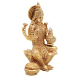 Brass Handcrafted Maha Lakshmi Idol for Pooja – Kamala Devi | Mahalakshmi | Shree Laxmi Mata Murti for Home Temple & Decor, Gold, 7 Inch, 1 Piece