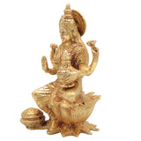 Brass Handcrafted Maha Lakshmi Idol for Pooja – Kamala Devi | Mahalakshmi | Shree Laxmi Mata Murti for Home Temple & Decor, Gold, 7 Inch, 1 Piece
