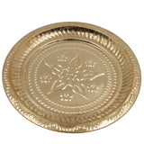 Brass Pooja Thali, Peetal Aarti Plate, Pital Puja Thambalam for Hindu Worship, Traditional Pittal Puja Plate for Temple & Home Mandir, Gold, 1 Inch, 1 Piece