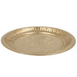 Brass Pooja Thali, Peetal Aarti Plate, Pital Puja Thambalam for Hindu Worship, Traditional Pittal Puja Plate for Temple & Home Mandir, Gold, 1 Inch, 1 Piece