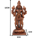 Copper Vishnu Idol, Tamra Vishnu Murti, Narayana Statue, Balaji Pooja Decor & Spiritual Gift, Brown, 4.5 Inch, 1 Piece