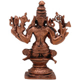 Tamra Durga Idol, Handcrafted Pure Copper Mahishasuramardini Devi Statue, Shakti Parvati Kali Moorti for Pooja & Home Decor, Brown, 3.5 Inch, 1 Piece