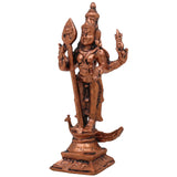 Copper Kartikeya Murugan Idol, Handcrafted Tamra Subramanya Skanda Statue, Tamraloha Shanmuga Arumugam Moorti for Pooja, Home Decor & Spiritual Gifts, Brown, 3 Inch, 1 Piece
