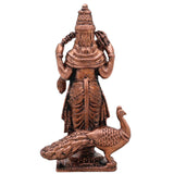Copper Murugan Idol, Tamra Subramanya Skanda Kartikeya Arumugam Vigraham for Home Puja & Decor , Brown, 3 Inch, 1 Piece