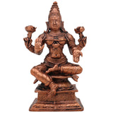 Copper Lakshmi Idol, Mahalakshmi Murti, Tamra Vigraham, Pooja Statue, Home Decor, Brown, 4 Inch, 1 Piece