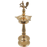 Handcrafted Brass Kuthu Vilakku Deepam Diya, Traditional Temple Pital Lamp, Indian Oil Deepak for Pooja, Aarti & Home Décor, Gold, 21.5 Inch, 1 Piece