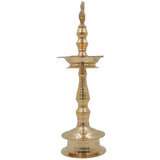 Handcrafted Brass Kuthu Vilakku, Traditional Deepam Deepak Diya Lamp for Pooja Temple & Home Décor, Gold, 15.5 Inch, 1 Piece