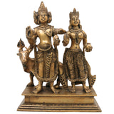 Brass Shiva And Parwati Idol | Shiv Parvati Brass Statue | Brass Shiva Parvati | Brass Shiv Parivar | Shivshankar Parvati | Murti | Idol |Statue, Gold, 9.5 Inch, 1 Piece