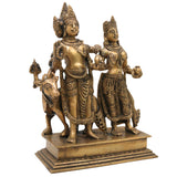 Brass Shiva And Parwati Idol | Shiv Parvati Brass Statue | Brass Shiva Parvati | Brass Shiv Parivar | Shivshankar Parvati | Murti | Idol |Statue, Gold, 9.5 Inch, 1 Piece