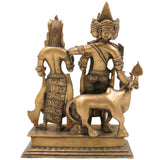 Brass Shiva And Parwati Idol | Shiv Parvati Brass Statue | Brass Shiva Parvati | Brass Shiv Parivar | Shivshankar Parvati | Murti | Idol |Statue, Gold, 9.5 Inch, 1 Piece