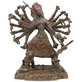 Brass Durga Idol, Antique Durga Murti, Handcrafted Shakti, Mahadevi, Jagadamba Statue for Home Temple & Pooja Decor, Brown, 10 Inch, 1 Piece