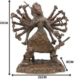 Brass Durga Idol, Antique Durga Murti, Handcrafted Shakti, Mahadevi, Jagadamba Statue for Home Temple & Pooja Decor, Brown, 10 Inch, 1 Piece