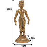 Brass Vitthal Rukmini Murti Vithoba Rukhumai Idol, Panduranga Rakhumai Statue, Vithu Mauli Rukmini Vigraha for Home Mandir Pooja Decor, Gold, 6.5 Inch, 1 Piece