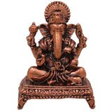 Handcrafted Copper Ganesha Idol Tamra Ganapati Thamira Vinayaka Ekadanta Vignaharta Siddhivinayak Pooja Murti Home Decor Spiritual Sculpture Showpiece, Brown, 1.5 Inch, 1 Piece