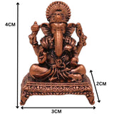 Handcrafted Copper Ganesha Idol Tamra Ganapati Thamira Vinayaka Ekadanta Vignaharta Siddhivinayak Pooja Murti Home Decor Spiritual Sculpture Showpiece, Brown, 1.5 Inch, 1 Piece