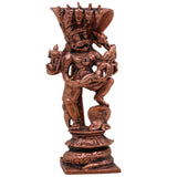 Copper Lakshmi Narasimha Idol, Tamra Narasimha Vigraham, Lakshmi Narsimha Murti for Pooja Home Decor, Narasimha Lakshmi Devata Statue, Brown, 4.5 Inch, 1 Piece