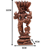 Copper Lakshmi Narasimha Idol, Tamra Narasimha Vigraham, Lakshmi Narsimha Murti for Pooja Home Decor, Narasimha Lakshmi Devata Statue, Brown, 4.5 Inch, 1 Piece