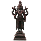 Copper Vishnu Idol Tamra Narayana Murti Padmanabha Govinda Statue for Puja Home Decor Lakshmipati Chakrapani Sculpture Spiritual Hindu God Figurine, Brown, 6.5 Inch, 1 Piece