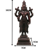 Copper Vishnu Idol Tamra Narayana Murti Padmanabha Govinda Statue for Puja Home Decor Lakshmipati Chakrapani Sculpture Spiritual Hindu God Figurine, Brown, 6.5 Inch, 1 Piece