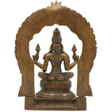 Bronze Mahalakshmi Shri Lakshmi Devi Idol | Panchaloha Panchadhatu South India Art Sculpture | Gajalakshmi Varalakshmi Kamala Padma Narayani Thirumagal Lakshmi Statue for Home Temple Decor, Brown, 12 Inch, 1 Piece