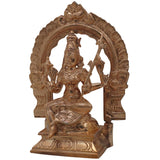 Bronze Raja Rajeshwari Idol Tripura Sundari Lalita Parameshwari Rajarajeshwari Devi Murti | Shodashi Sri Vidya Mahatripurasundari Goddess Sculpture | Handcrafted Panchaloha Style Statue, Gold, 8.5 Inch, 1 Piece