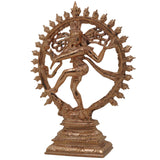 Bronze Nataraja Natarajar Nataraj Thandava Murti Cosmic Dancer Shiva Idol | Panchaloha Chola Art Natesa Rudra Nataraja Sculpture for Home Temple Decor, Gold, 9 Inch, 1 Piece