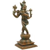 Bronze Krishna Murti | Panchaloha Balakrishna Gopal Govinda Murlidhar Idol | Traditional Chola Art Kamsya Kanchu Metal Sculpture for Home Temple Decor, Gold, 13 Inch, 1 Piece