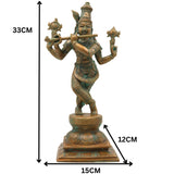 Bronze Krishna Murti | Panchaloha Balakrishna Gopal Govinda Murlidhar Idol | Traditional Chola Art Kamsya Kanchu Metal Sculpture for Home Temple Decor, Gold, 13 Inch, 1 Piece