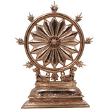 Bronze Sudarshan Chakra Sculpture, Traditional Sudarshana Dharmachakra Kalachakra Shakti Chakra Mandala Yantra Decor, Panchaloha Inspired Temple Art Showpiece, Gold, 12 Inch, 1 Piece