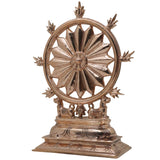 Bronze Sudarshan Chakra Sculpture, Traditional Sudarshana Dharmachakra Kalachakra Shakti Chakra Mandala Yantra Decor, Panchaloha Inspired Temple Art Showpiece, Gold, 12 Inch, 1 Piece
