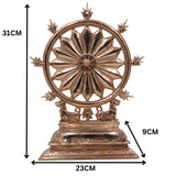Bronze Sudarshan Chakra Sculpture, Traditional Sudarshana Dharmachakra Kalachakra Shakti Chakra Mandala Yantra Decor, Panchaloha Inspired Temple Art Showpiece, Gold, 12 Inch, 1 Piece