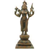 Bronze Raja Rajeshwari Idol Tripura Sundari Lalita Parameshwari Shodashi Sri Vidya Rajarajeshwari Devi Murti | Handcrafted Chola Art Shakti Sculpture for Home Temple Decor, Brown, 12.5 Inch, 1 Piece