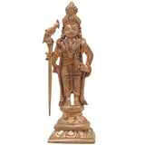 Bronze Murugan Idol, Kartikeya Subramanya Shanmuga Arumugam Skanda Velmurugan Panchaloha Style South Indian Sculpture for Pooja and Home Decor, Gold, 6.5 Inch, 1 Piece