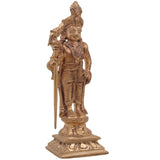 Bronze Murugan Idol, Kartikeya Subramanya Shanmuga Arumugam Skanda Velmurugan Panchaloha Style South Indian Sculpture for Pooja and Home Decor, Gold, 6.5 Inch, 1 Piece