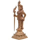 Bronze Murugan Idol, Kartikeya Subramanya Shanmuga Arumugam Skanda Velmurugan Panchaloha Style South Indian Sculpture for Pooja and Home Decor, Gold, 6.5 Inch, 1 Piece
