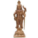 Bronze Murugan Idol, Kartikeya Subramanya Shanmuga Arumugam Skanda Velmurugan Panchaloha Style South Indian Sculpture for Pooja and Home Decor, Gold, 6.5 Inch, 1 Piece