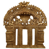 Brass Prabhavali Arch Wall Hanging for Temple & Home Decor, Prabhawal Prabhawali Frame,Traditional Makara Torana with Kirtimukha Aura Arch, Gold, 11 Inch, 1 Piece