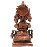 Surya Dev Copper Idol, Handcrafted Tamra Surya Narayana Murti | Aditya Bhaskar Ravi Arka Martanda Statue for Puja Mandir Home Decor, Brown, 4.5 Inch, 1 Piece
