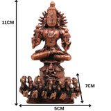 Surya Dev Copper Idol, Handcrafted Tamra Surya Narayana Murti | Aditya Bhaskar Ravi Arka Martanda Statue for Puja Mandir Home Decor, Brown, 4.5 Inch, 1 Piece