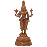 Handcrafted Bronze Narayana Vishnu Idol | Panchaloha Chola Art Murti of Lakshminarayana Hari Govinda Keshava Ranganatha Venkatesha for Home Temple, Gold, 8.5 Inch, 1 Piece