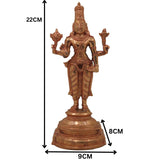 Handcrafted Bronze Narayana Vishnu Idol | Panchaloha Chola Art Murti of Lakshminarayana Hari Govinda Keshava Ranganatha Venkatesha for Home Temple, Gold, 8.5 Inch, 1 Piece