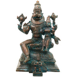 Handcrafted Bronze Lakshmi Narasimha Idol | Sri Lakshmi Narasimha Swamy Murti | Panchaloha Chola Art Vaishnava Vigraha for Temple & Home, Brown, 12 Inch, 1 Piece