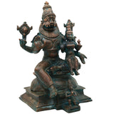 Handcrafted Bronze Lakshmi Narasimha Idol | Sri Lakshmi Narasimha Swamy Murti | Panchaloha Chola Art Vaishnava Vigraha for Temple & Home, Brown, 12 Inch, 1 Piece