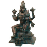 Handcrafted Bronze Lakshmi Narasimha Idol | Sri Lakshmi Narasimha Swamy Murti | Panchaloha Chola Art Vaishnava Vigraha for Temple & Home, Brown, 12 Inch, 1 Piece
