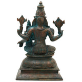Handcrafted Bronze Lakshmi Narasimha Idol | Sri Lakshmi Narasimha Swamy Murti | Panchaloha Chola Art Vaishnava Vigraha for Temple & Home, Brown, 12 Inch, 1 Piece