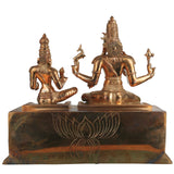 Handcrafted Bronze Shiva Parvati Idol Umamaheshwara Gauri Shankar Shiv Shakti Vigraham Chola Art South Indian Temple Sculpture, Gold, 16.5 Inch, 1 Piece