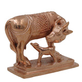Bronze Kamadhenu Gomata Surabhi Gou Mata Dhenu Lakshmi Cow Idol, Handcrafted Kanchu Panchaloha Style Kamadenu Sculpture for Home Temple Vastu Decor, Gold, 2.5 Inch, 1 Piece